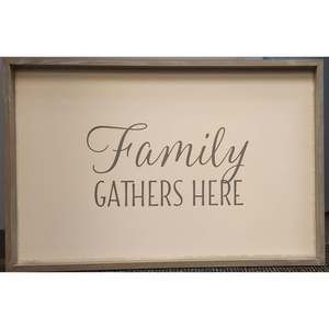 Quill to Paper Family Gathers Here Framed Wall Art, 24x36
